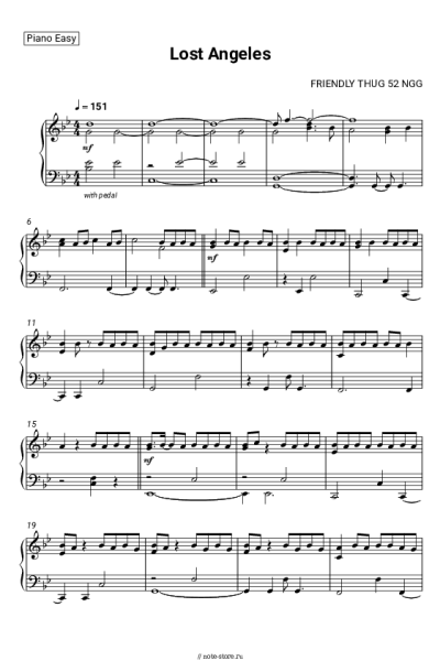 Ноты, аккорды FRIENDLY THUG 52 NGG - Lost Angeles