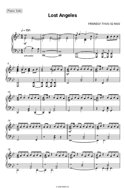 Ноты, аккорды FRIENDLY THUG 52 NGG - Lost Angeles