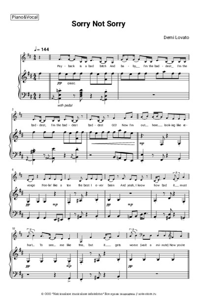 Ноты, аккорды Demi Lovato - Sorry Not Sorry