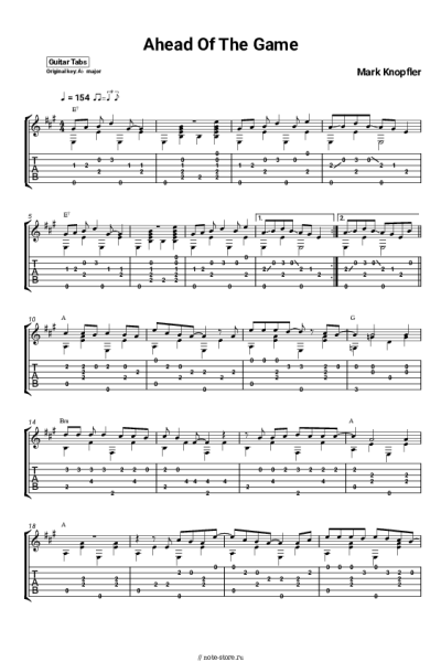 Ноты, аккорды Mark Knopfler - Ahead Of The Game