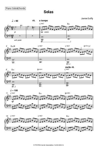 Ноты, аккорды Jamie Duffy - Solas