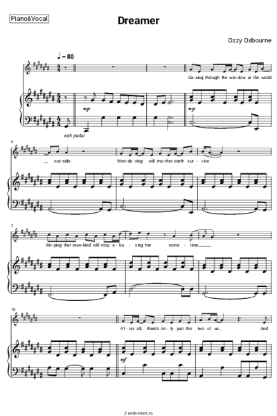 Ноты, аккорды Ozzy Osbourne - Dreamer