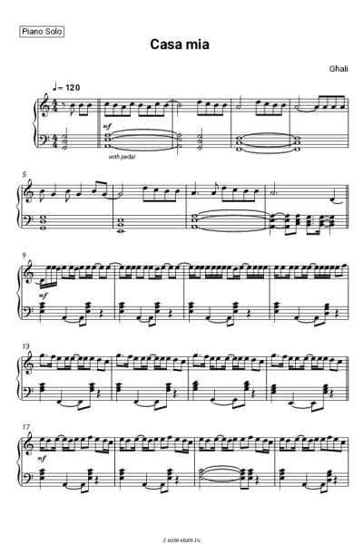 Ноты, аккорды Ghali - Casa mia
