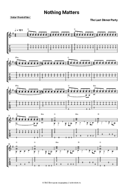 Ноты, аккорды The Last Dinner Party - Nothing Matters