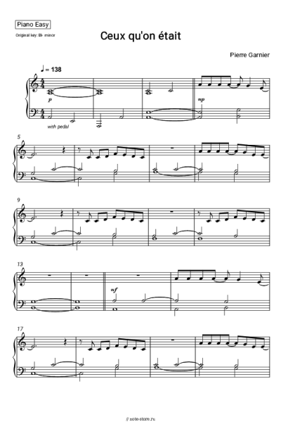 Ноты, аккорды Pierre Garnier - Ceux qu'on était