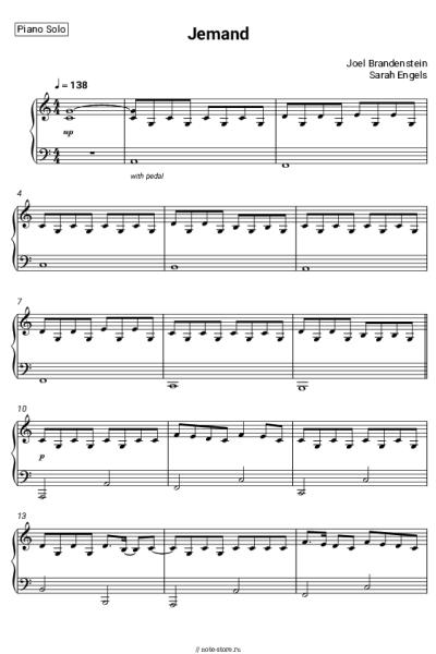 Ноты, аккорды Joel Brandenstein, Sarah Engels - Jemand