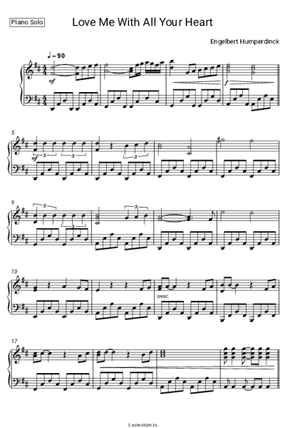 Ноты, аккорды Engelbert Humperdinck - Love Me with All Your Heart