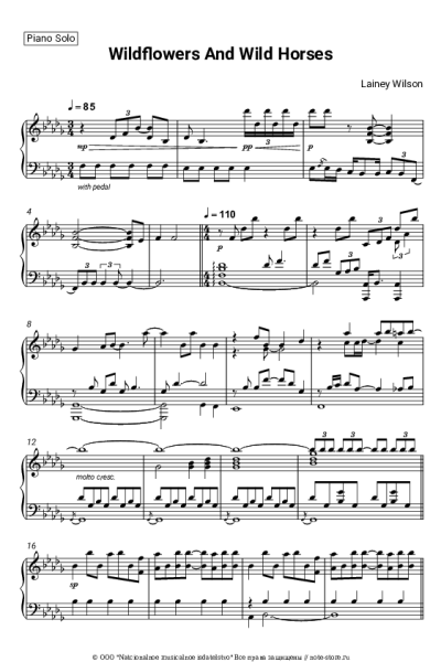 Ноты, аккорды Lainey Wilson - Wildflowers and Wild Horses