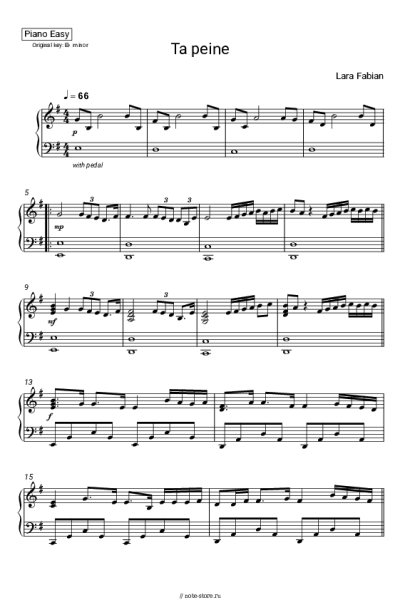 Ноты, аккорды Lara Fabian - Ta peine