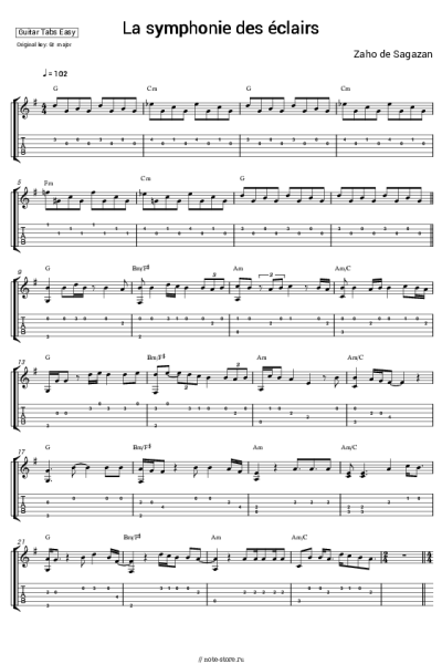 Ноты, аккорды Zaho de Sagazan - La symphonie des éclairs