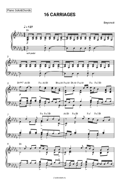 Ноты, аккорды Beyonce - 16 Carriages