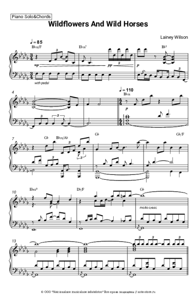 Ноты, аккорды Lainey Wilson - Wildflowers and Wild Horses