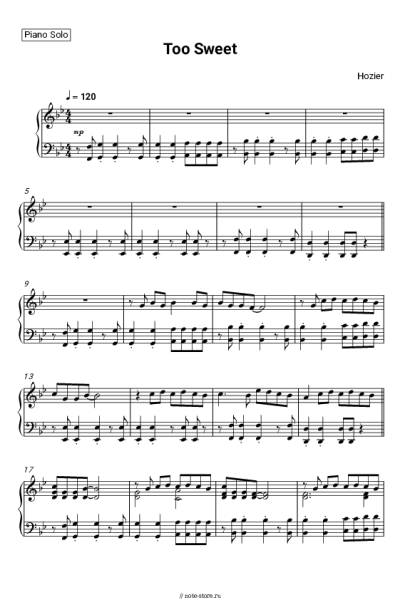 Ноты, аккорды Hozier - Too Sweet