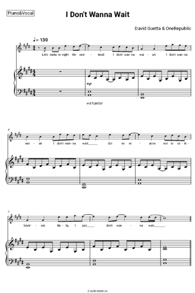 undefined David Guetta, OneRepublic - I Don't Wanna Wait