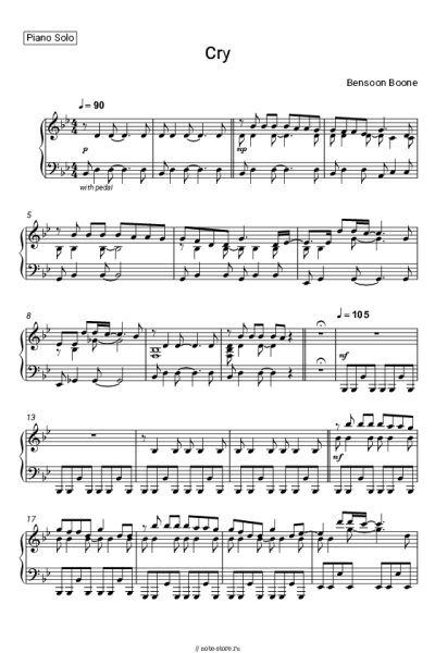 Ноты, аккорды Benson Boone - Cry