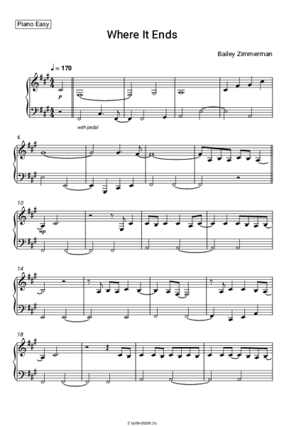 Ноты, аккорды Bailey Zimmerman - Where It Ends