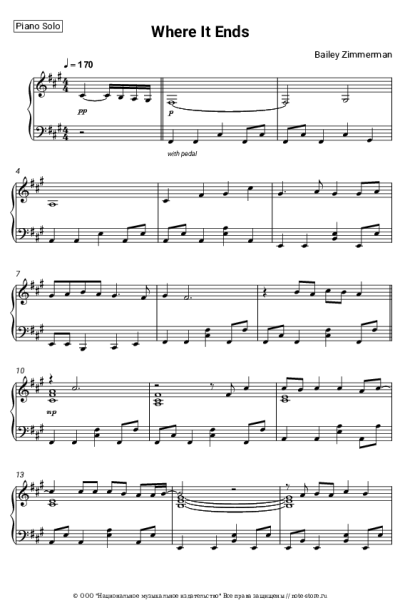Ноты, аккорды Bailey Zimmerman - Where It Ends