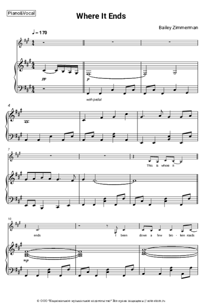 Ноты, аккорды Bailey Zimmerman - Where It Ends