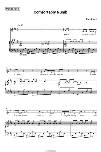 Ноты, аккорды Pink Floyd - Comfortably Numb