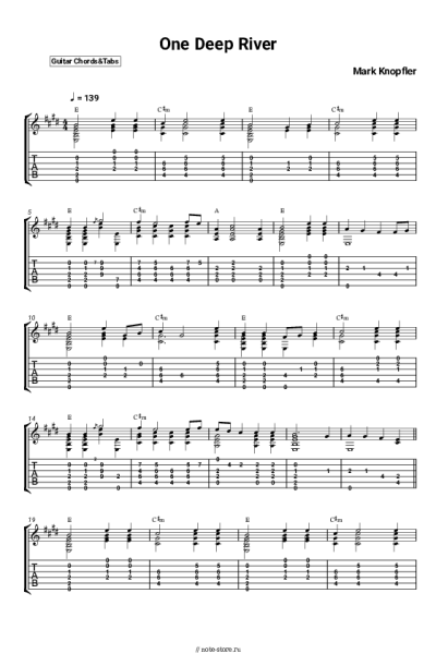 Ноты, аккорды Mark Knopfler - One Deep River