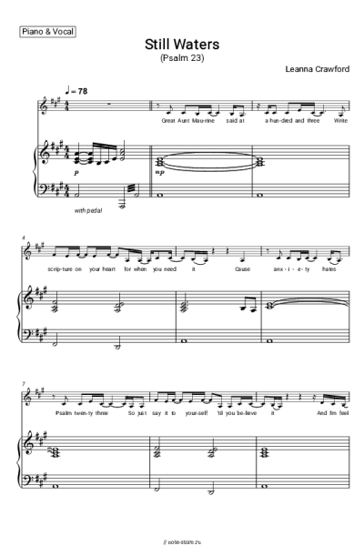 Ноты, аккорды Leanna Crawford - Still Waters (Psalm 23)