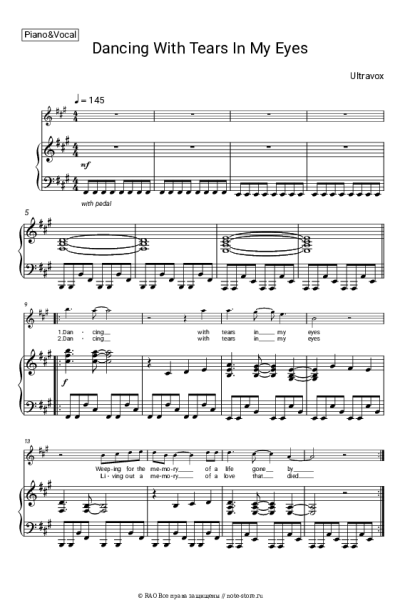Ноты, аккорды Ultravox - Dancing with Tears in My Eyes