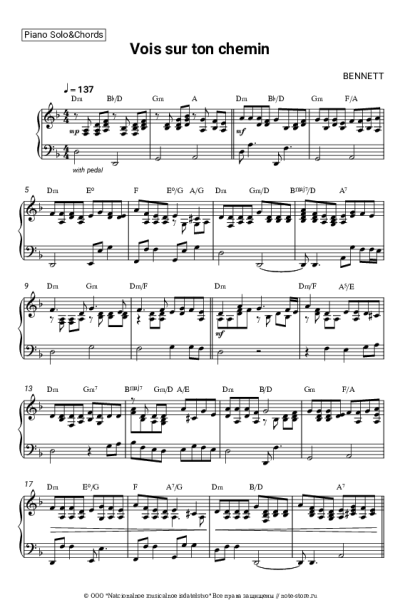 Ноты, аккорды Bennett - Vois sur ton chemin