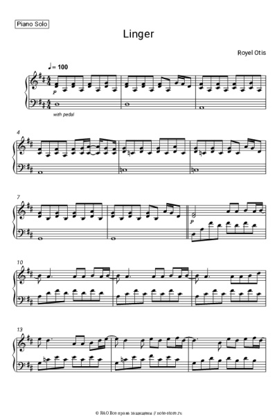 Ноты, аккорды Royel Otis - Linger