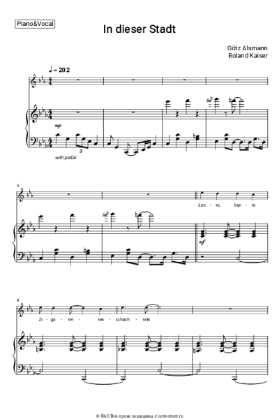 Ноты, аккорды Roland Kaiser, Götz Alsmann - In dieser Stadt