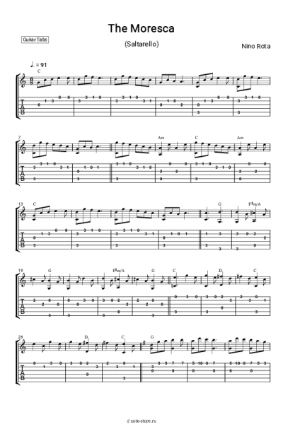Ноты, аккорды Nino Rota - The Moresca (Saltarello)
