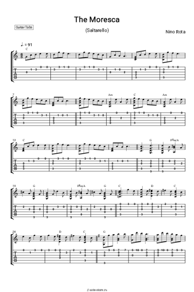Ноты, аккорды Nino Rota - The Moresca (Saltarello)