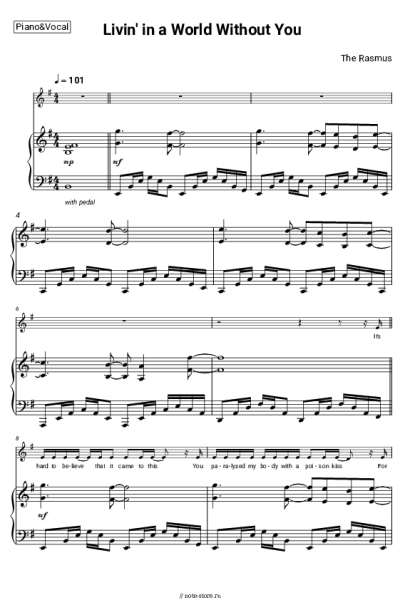 Ноты, аккорды The Rasmus - Livin' in a World Without You