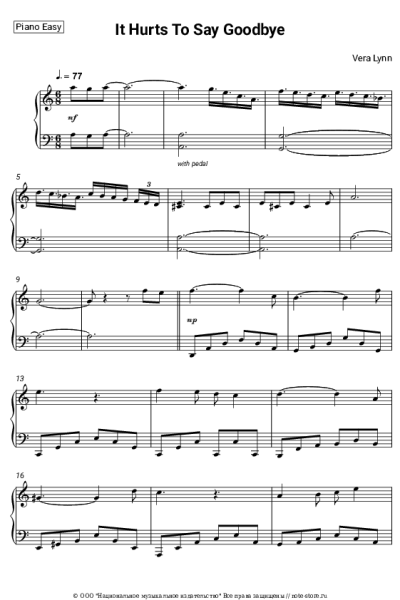 Ноты, аккорды Vera Lynn - It Hurts To Say Goodbye