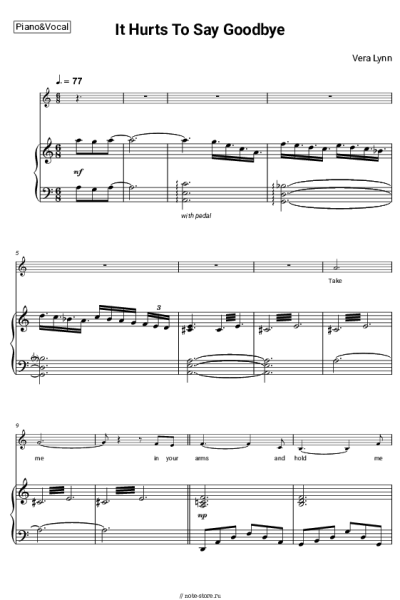 Ноты, аккорды Vera Lynn - It Hurts To Say Goodbye