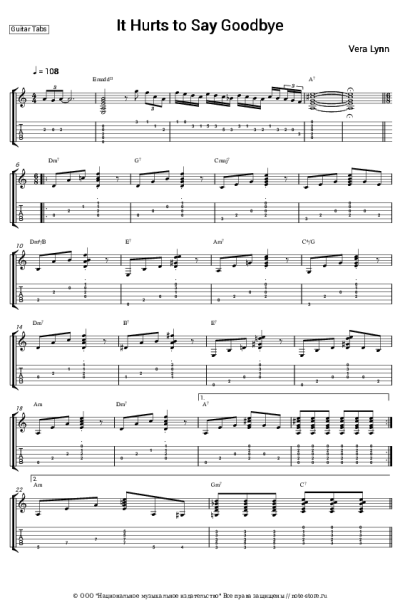Ноты, аккорды Vera Lynn - It Hurts To Say Goodbye