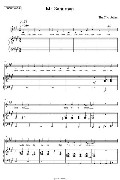 Ноты, аккорды The Chordettes - Mr. Sandman