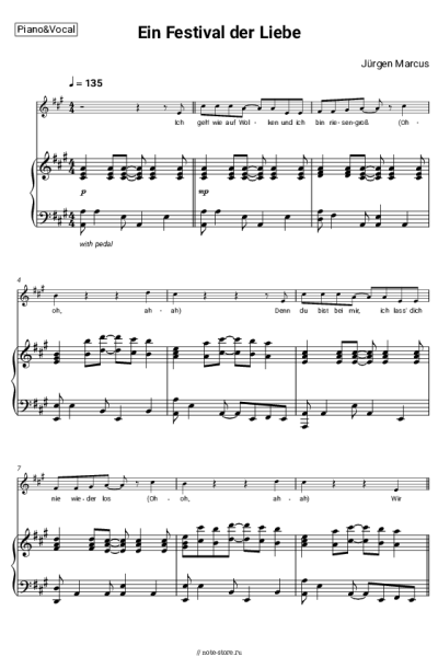 Ноты, аккорды Jürgen Marcus - Ein Festival der Liebe