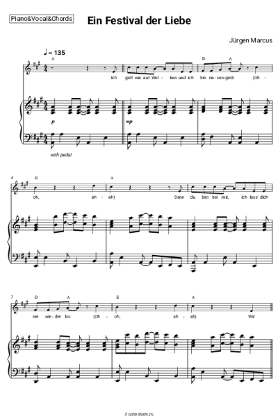 Ноты, аккорды Jürgen Marcus - Ein Festival der Liebe