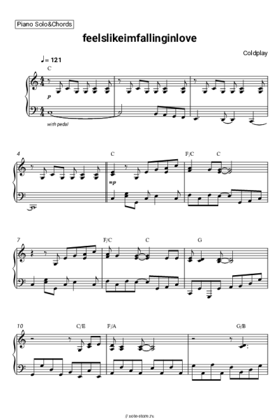 Ноты, аккорды Coldplay - feelslikeimfallinginlove
