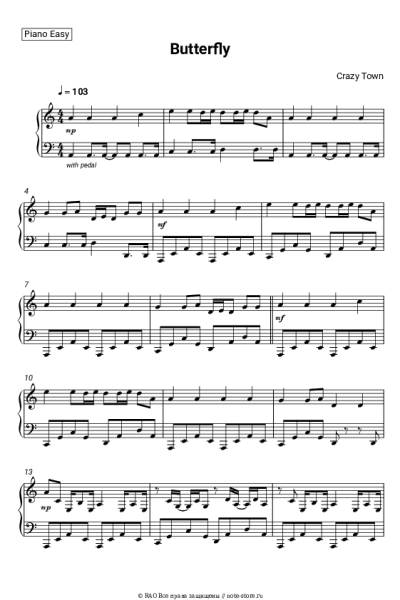 Ноты, аккорды Crazy Town - Butterfly