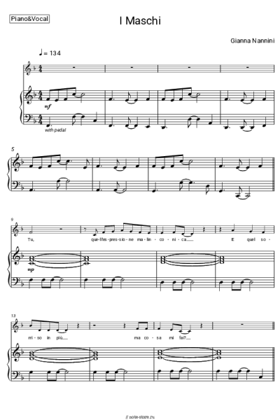Ноты, аккорды Gianna Nannini - I Maschi