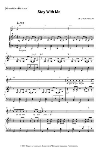 Ноты, аккорды Thomas Anders - Stay With Me