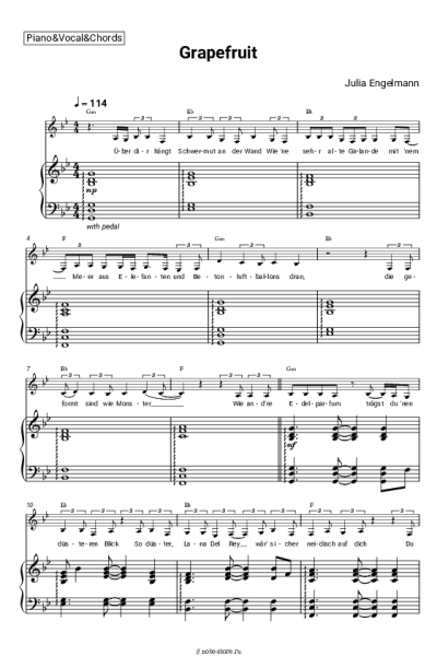 Ноты, аккорды Julia Engelmann - Grapefruit