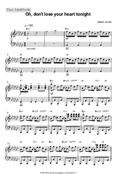 Ноты, аккорды Silent Circle - Oh, don't lose your heart tonight