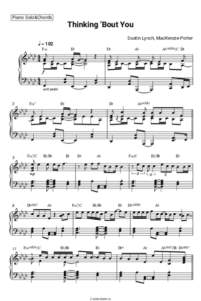 Ноты, аккорды Dustin Lynch, MacKenzie Porter - Thinking 'Bout You