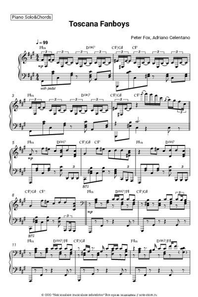 Ноты, аккорды Adriano Celentano, Peter Fox - Toscana Fanboys