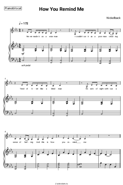 Ноты, аккорды Nickelback - How You Remind Me