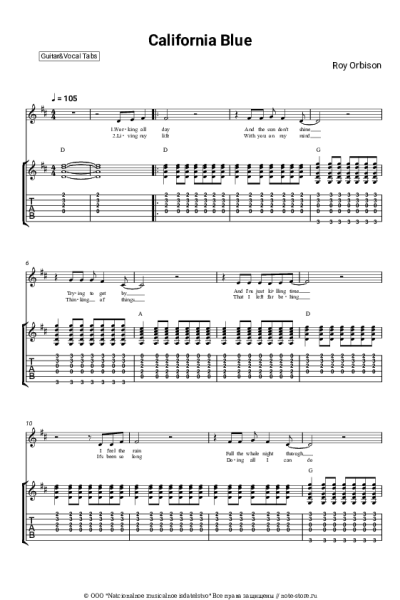 Ноты, аккорды Roy Orbison - California Blue