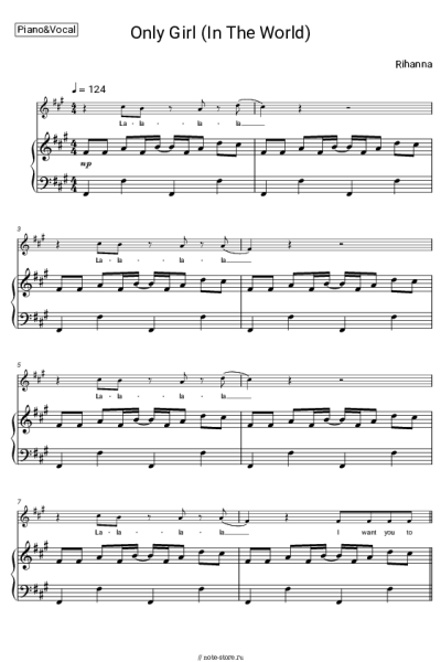 Ноты, аккорды Rihanna - Only Girl (In the World)