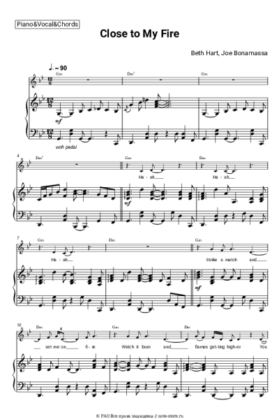 Ноты, аккорды Beth Hart, Joe Bonamassa - Close to My Fire